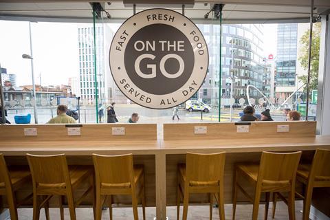 Customers can choose to eat in store, within a small dining area.
